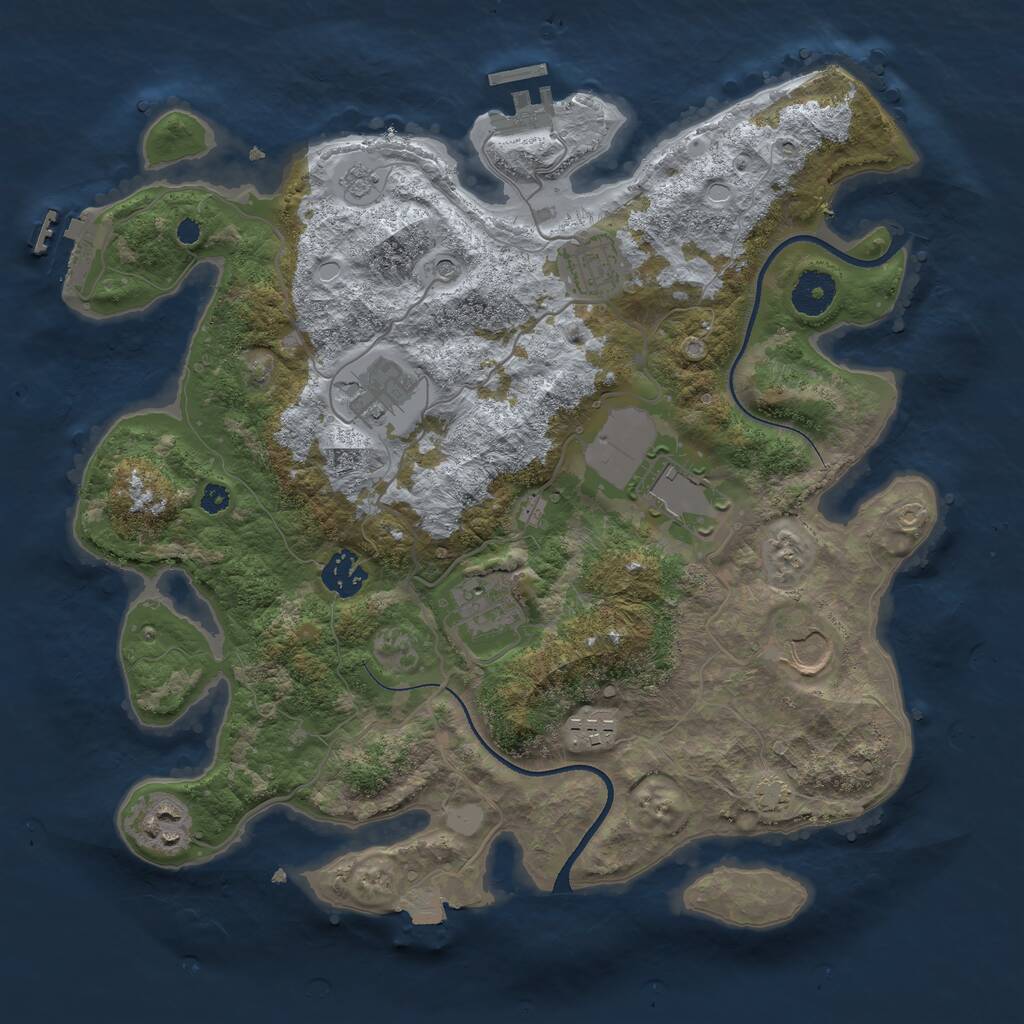 Rust Map: Procedural Map, Size: 3500, Seed: 149052595, 14 Monuments