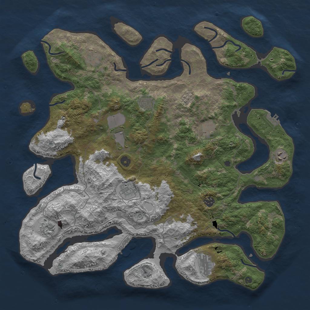 Rust Map: Procedural Map, Size: 4500, Seed: 1852705497, 21 Monuments