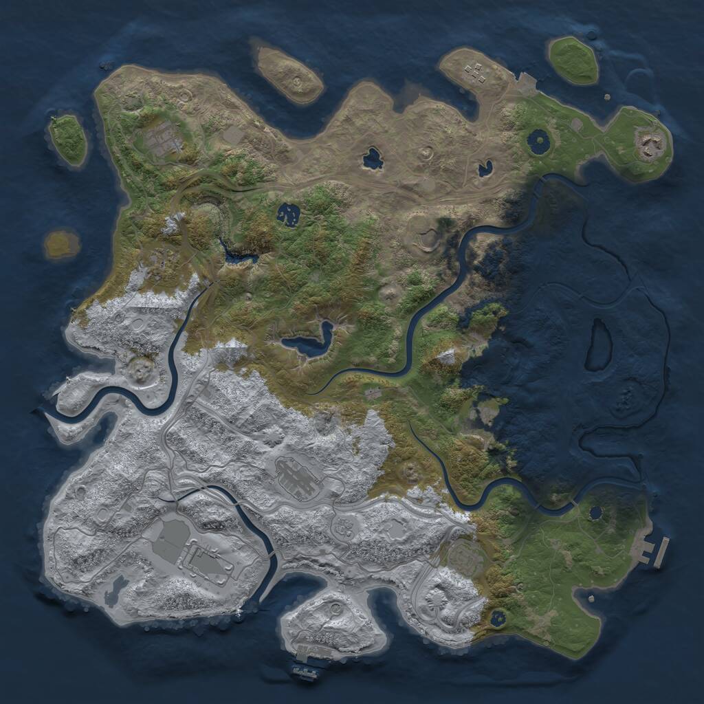 Rust Map: Procedural Map, Size: 4500, Seed: 1852705497, 16 Monuments