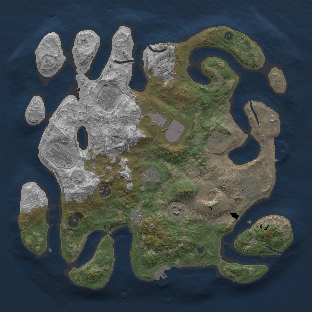 Rust Map: Procedural Map, Size: 3850, Seed: 580193674, 22 Monuments