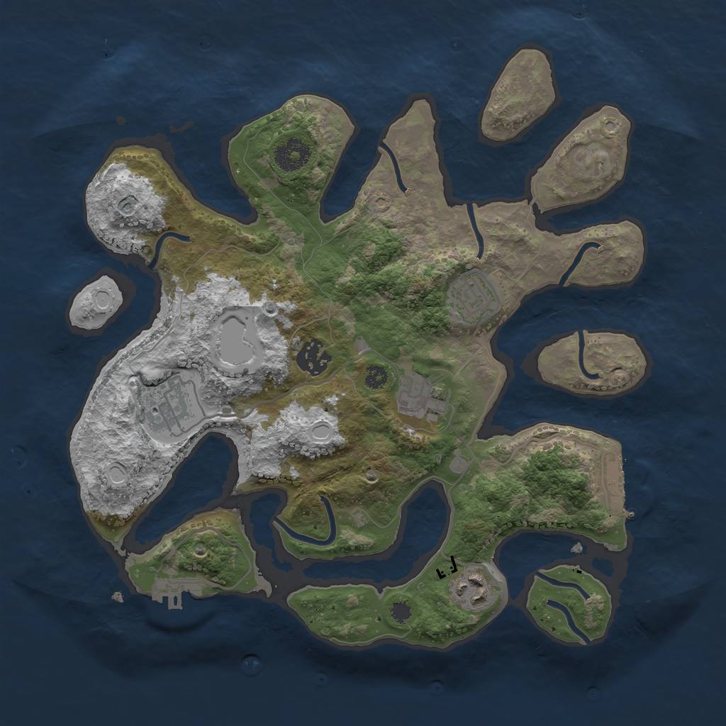 Rust Map: Procedural Map, Size: 3200, Seed: 1685688904, 15 Monuments