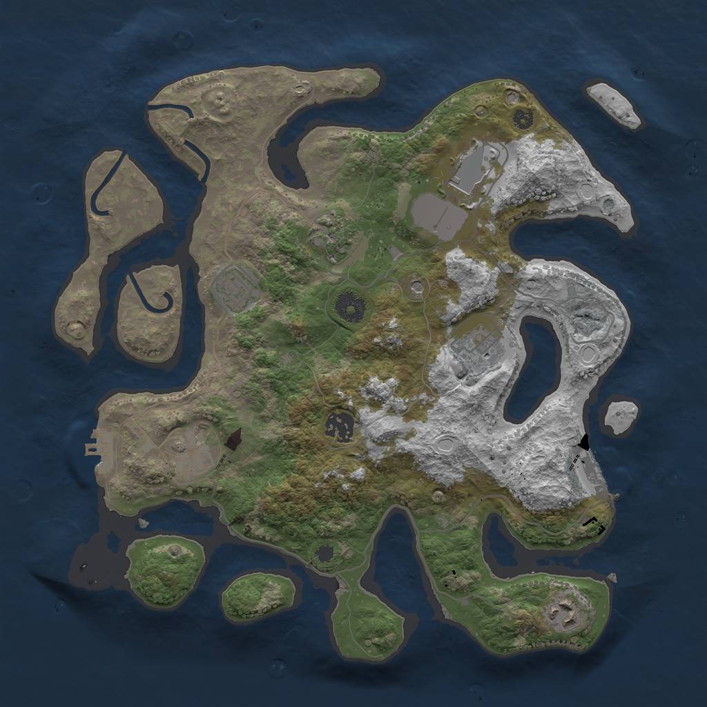 Rust Map: Procedural Map, Size: 3500, Seed: 347338, 18 Monuments