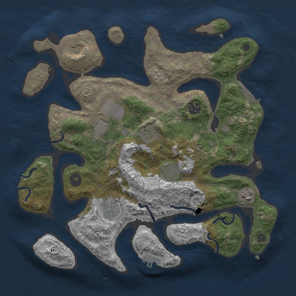 Rust Map: Procedural Map, Size: 3500, Seed: 826561, 19 Monuments