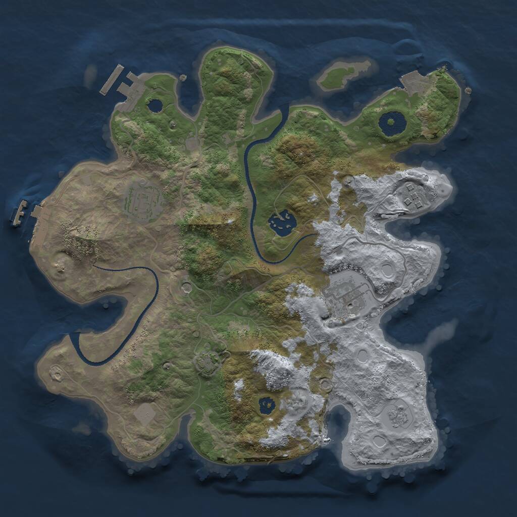 Rust Map: Procedural Map, Size: 3000, Seed: 12145, 10 Monuments