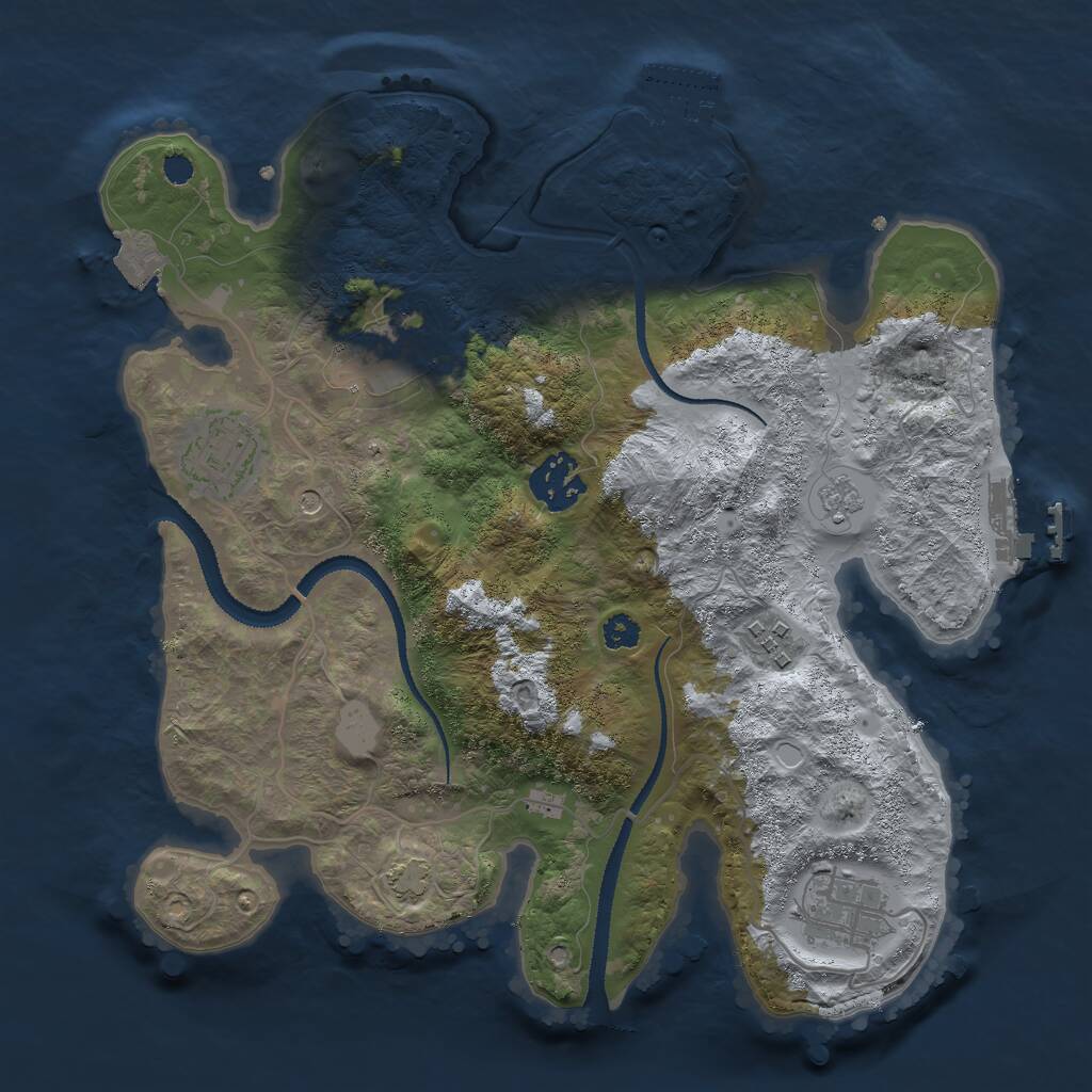 Rust Map: Procedural Map, Size: 3000, Seed: 255444332, 11 Monuments