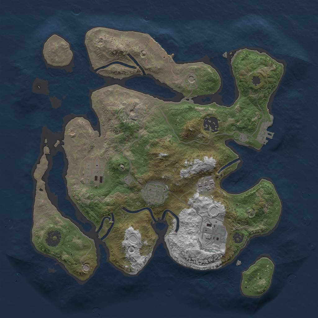 Rust Map: Procedural Map, Size: 3000, Seed: 509070954, 16 Monuments