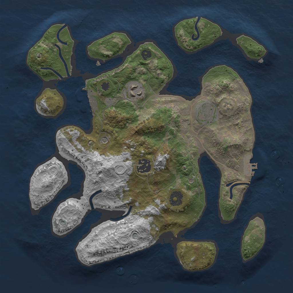 Rust Map: Procedural Map, Size: 3000, Seed: 64564878, 14 Monuments