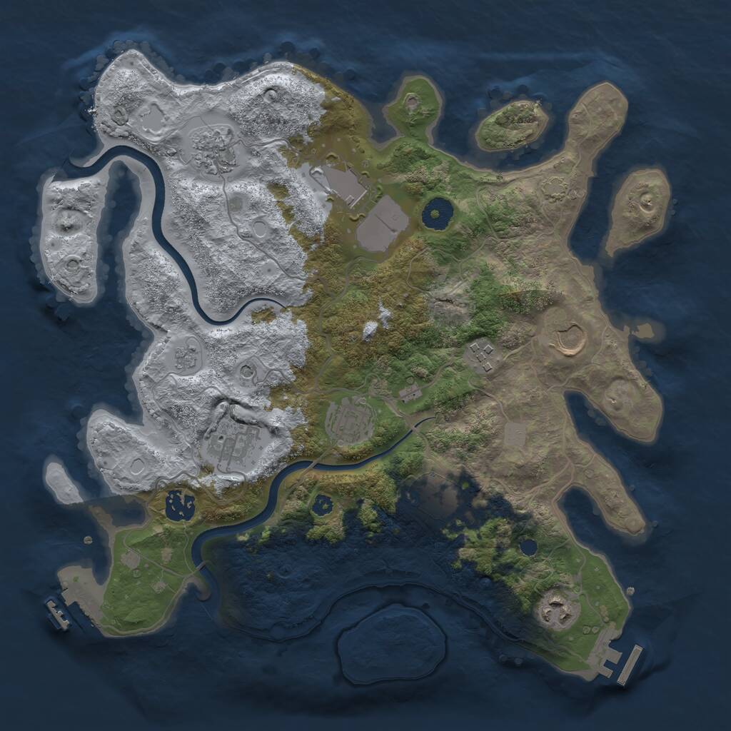 Rust Map: Procedural Map, Size: 3500, Seed: 844434455, 15 Monuments