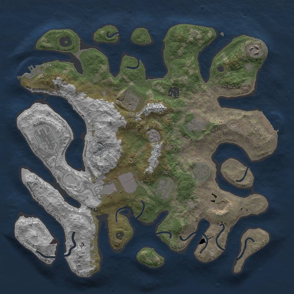 Rust Map: Procedural Map, Size: 3750, Seed: 745637, 21 Monuments