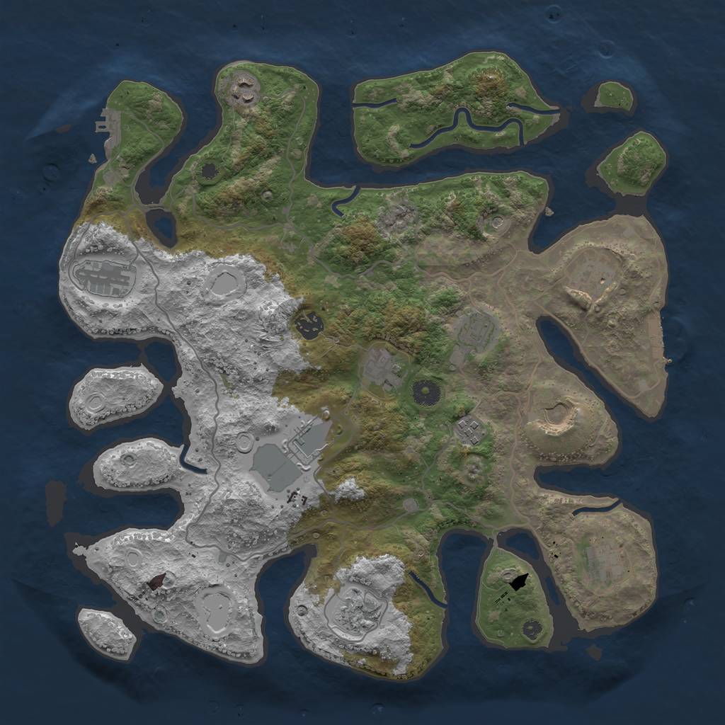 Rust Map: Procedural Map, Size: 4000, Seed: 1139034547, 22 Monuments