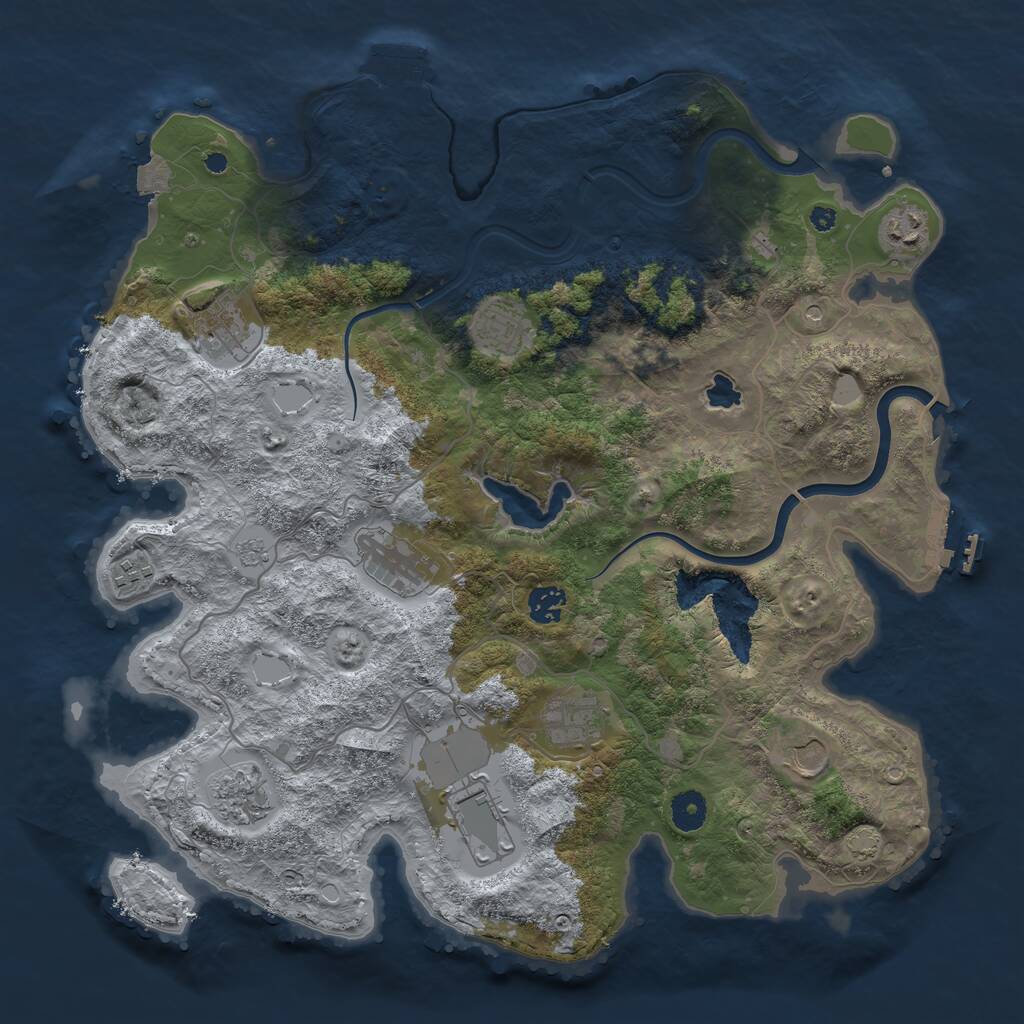 Rust Map: Procedural Map, Size: 4000, Seed: 1139034547, 16 Monuments