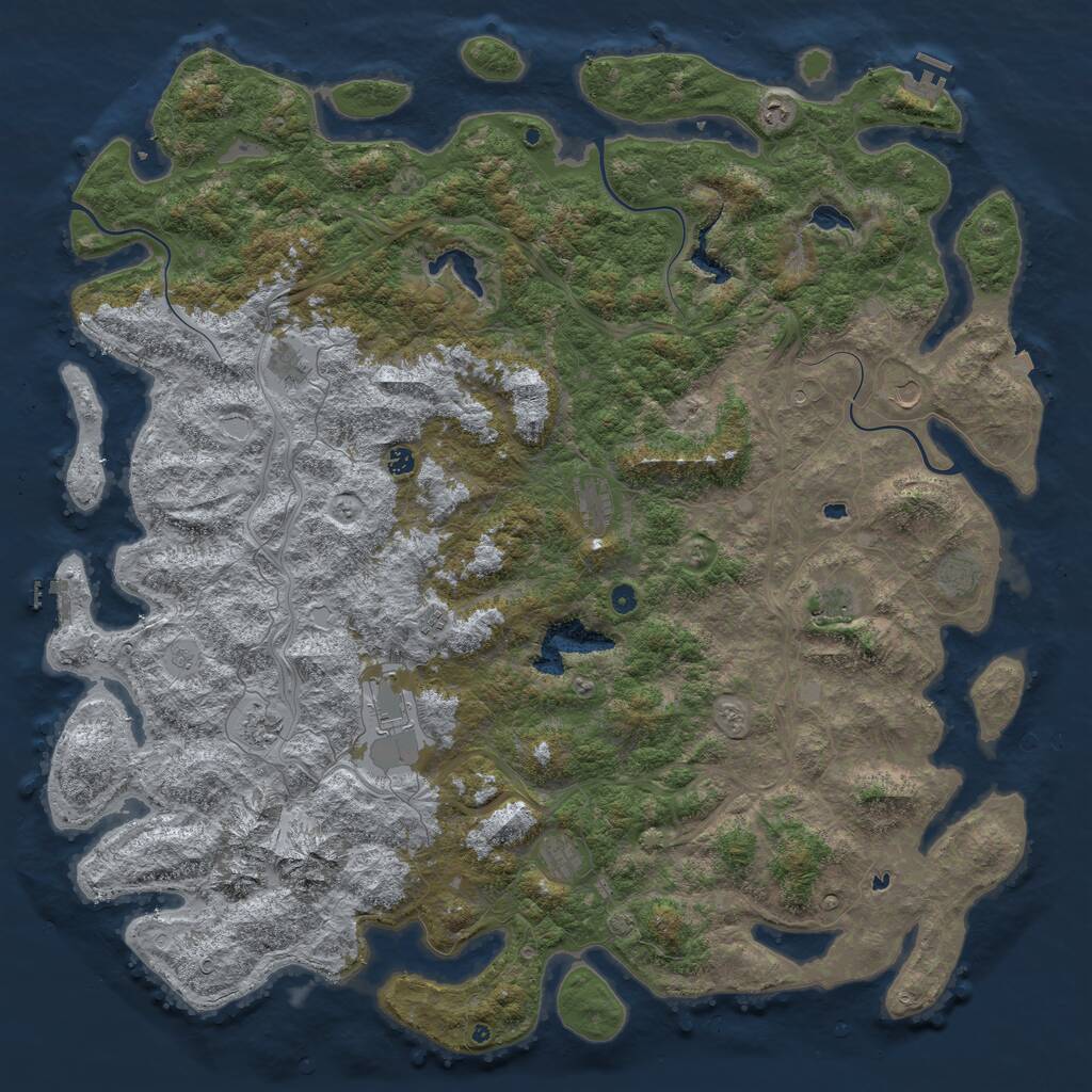 Rust Map: Procedural Map, Size: 6000, Seed: 376819, 17 Monuments