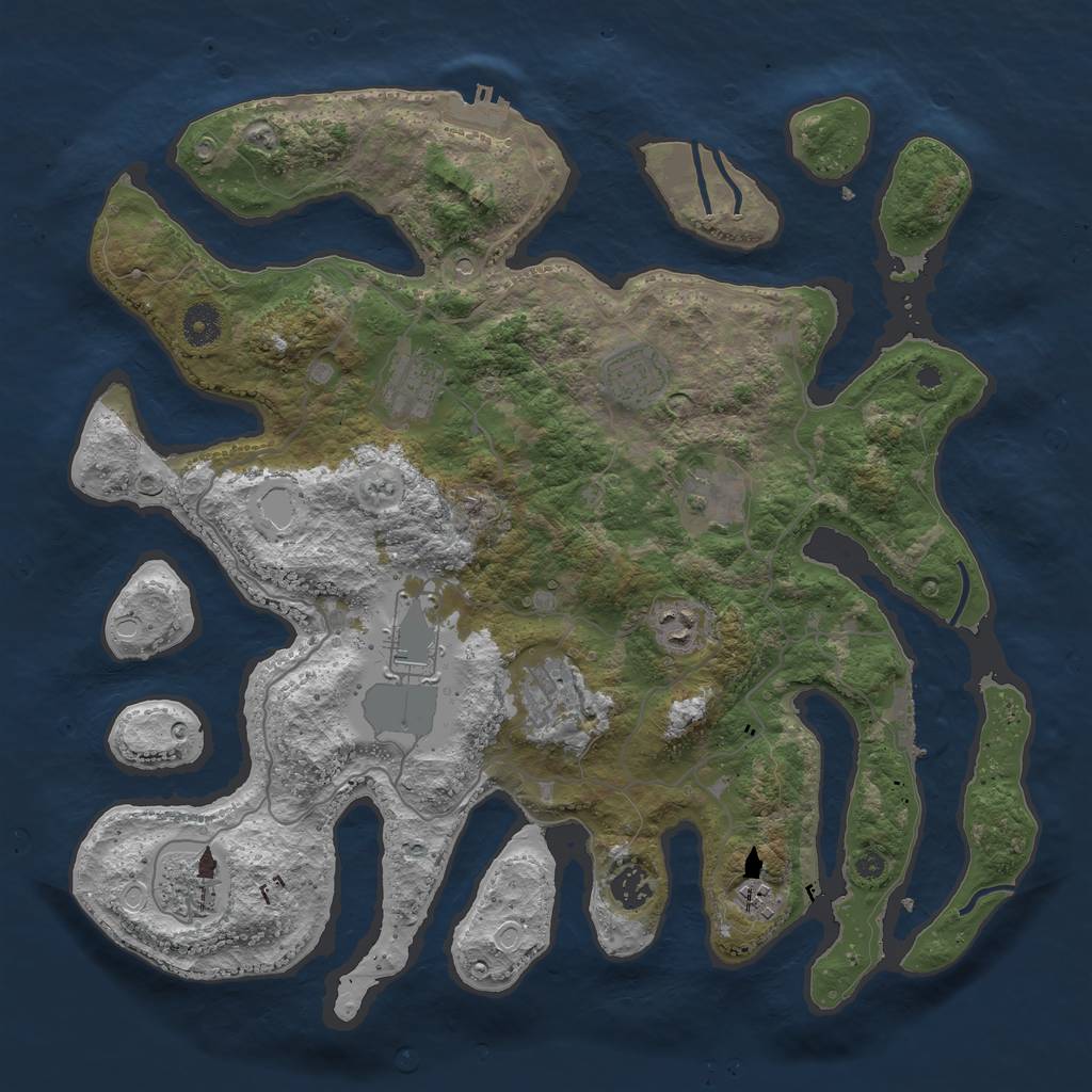Rust Map: Procedural Map, Size: 4000, Seed: 253785347, 20 Monuments