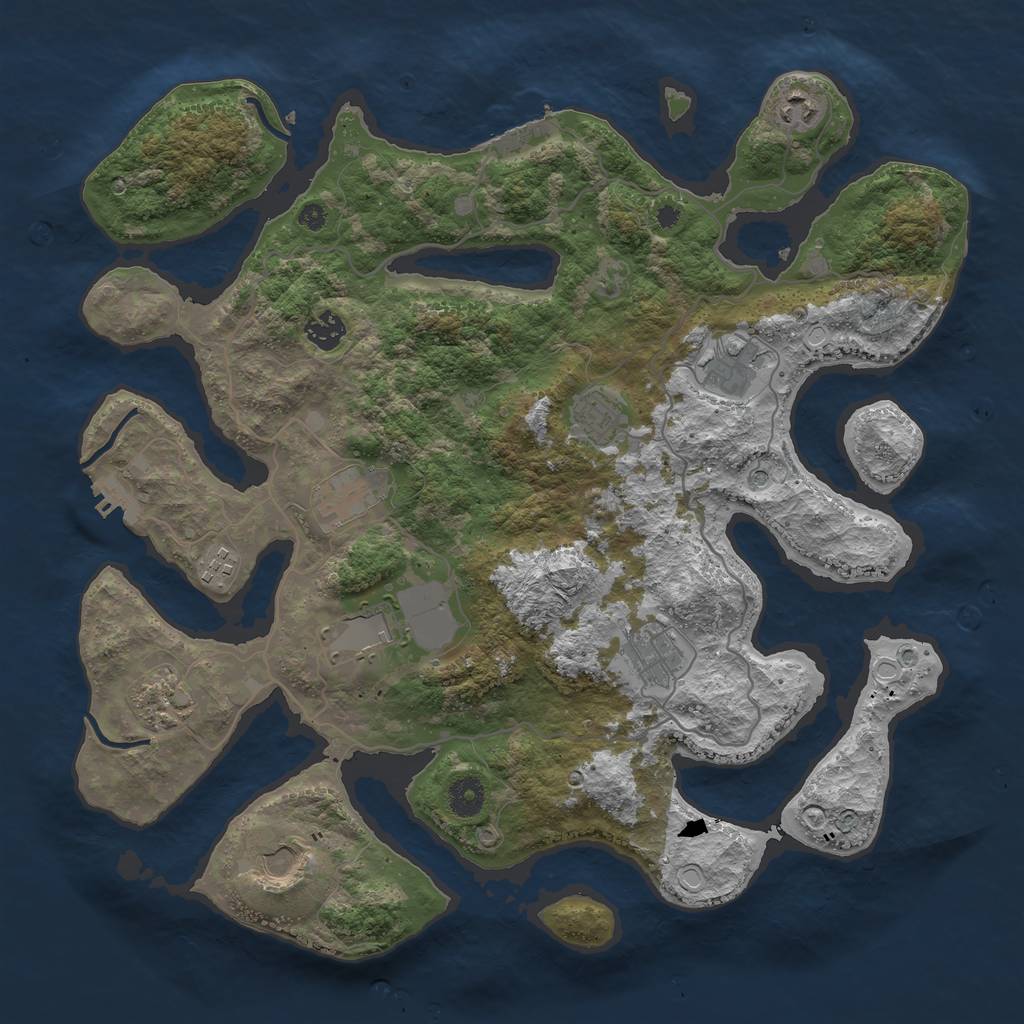 Rust Map: Procedural Map, Size: 4000, Seed: 1236560217, 21 Monuments