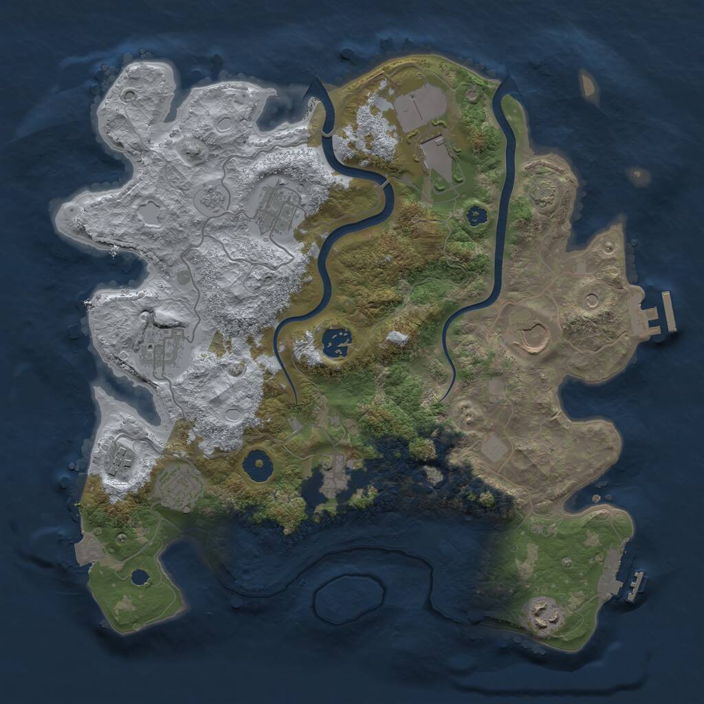 Rust Map: Procedural Map, Size: 3500, Seed: 472289200, 15 Monuments