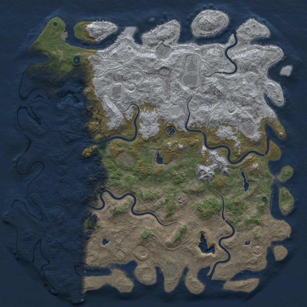 Rust Map: Procedural Map, Size: 5999, Seed: 98543, 16 Monuments