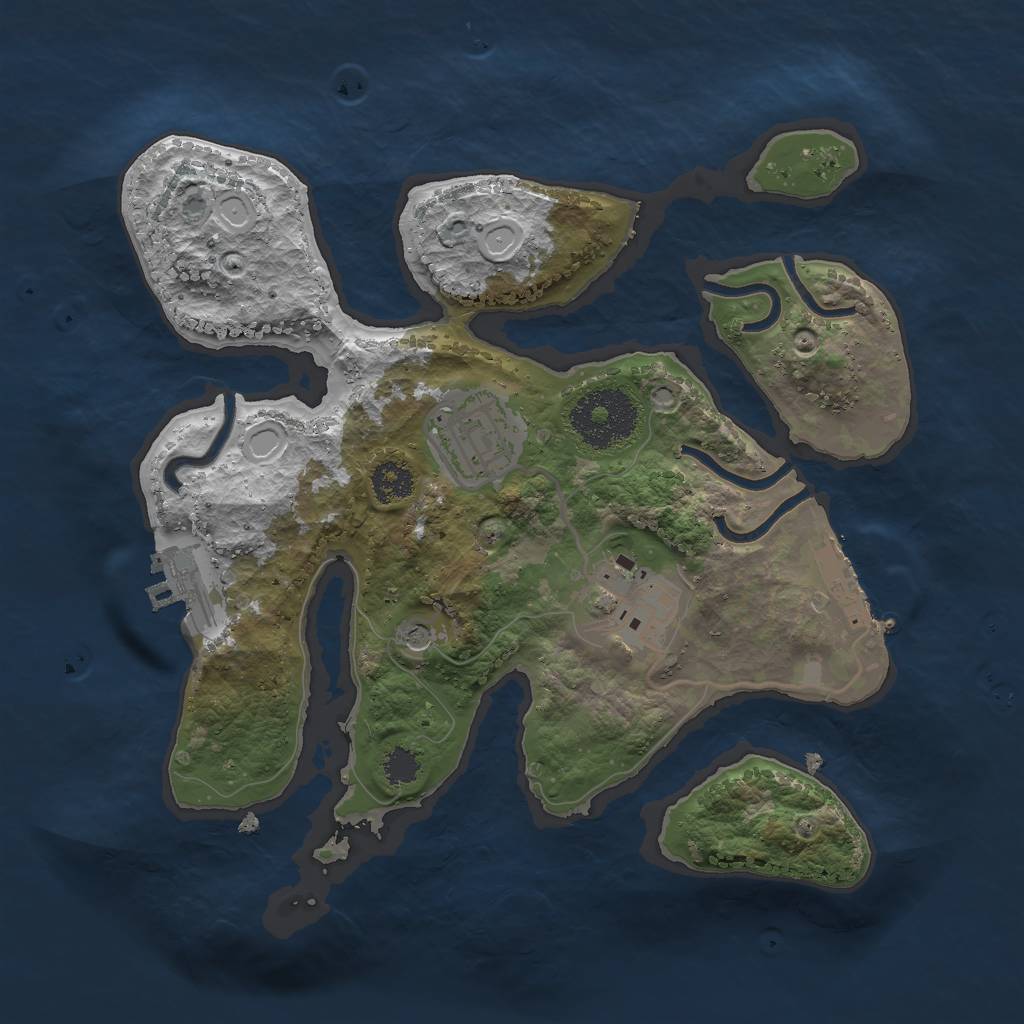 Rust Map: Procedural Map, Size: 2500, Seed: 1202120711, 13 Monuments