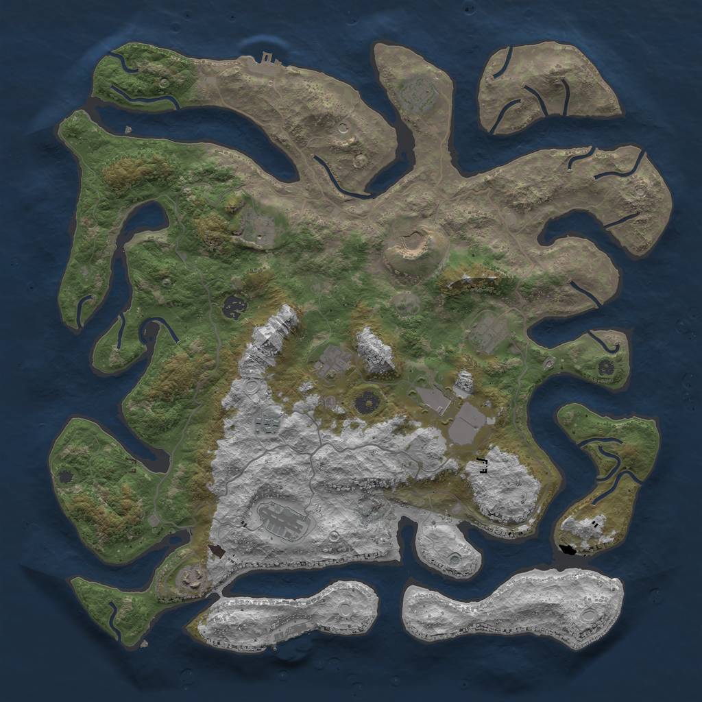 Rust Map: Procedural Map, Size: 4500, Seed: 208, 21 Monuments