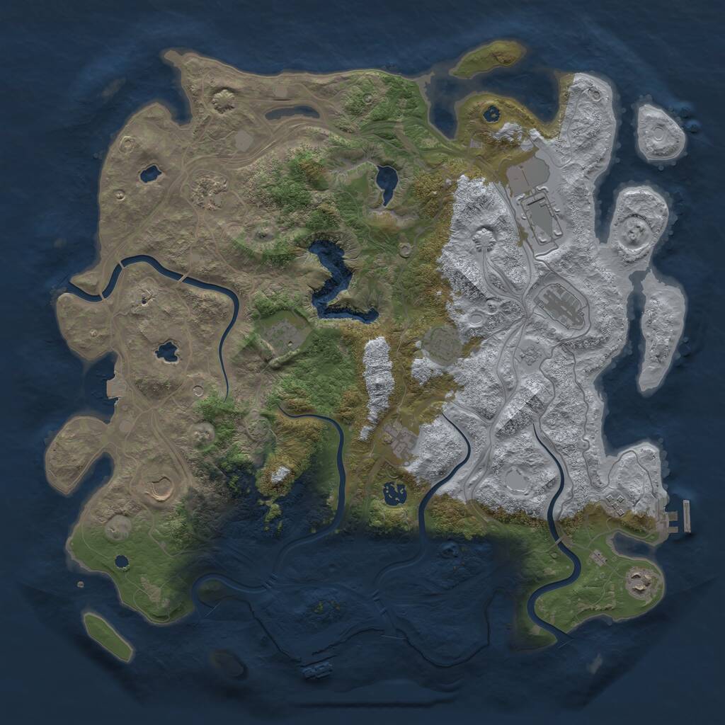 Rust Map: Procedural Map, Size: 4500, Seed: 4242769, 16 Monuments