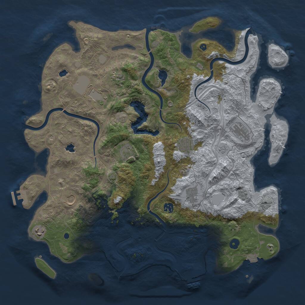 Rust Map: Procedural Map, Size: 4500, Seed: 4242769, 16 Monuments