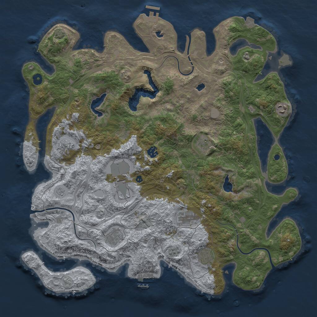 Rust Map: Procedural Map, Size: 4500, Seed: 1020921713, 15 Monuments