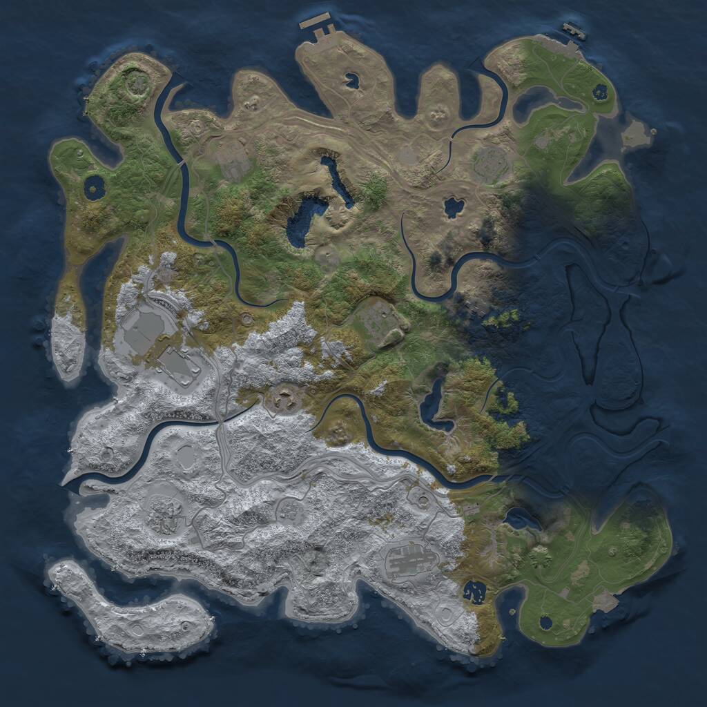 Rust Map: Procedural Map, Size: 4500, Seed: 1020921713, 15 Monuments