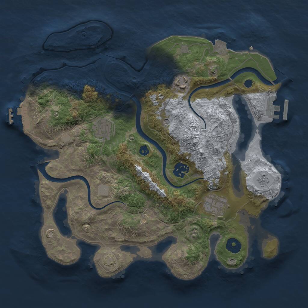 Rust Map: Procedural Map, Size: 3076, Seed: 1618615073, 10 Monuments