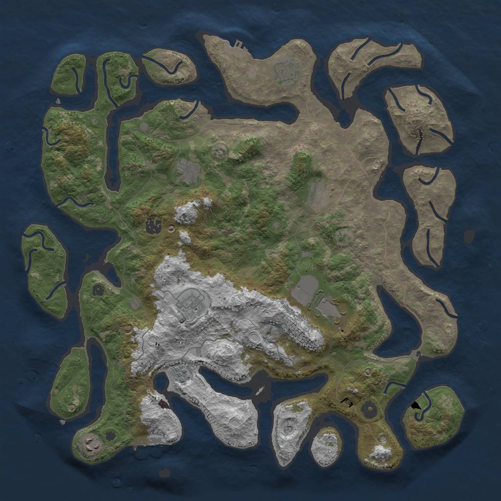 Rust Map: Procedural Map, Size: 4500, Seed: 1450609141, 19 Monuments