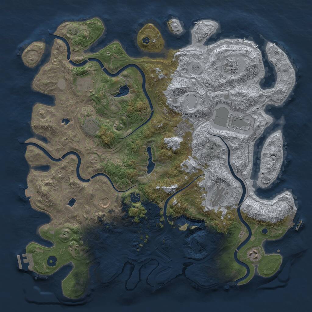 Rust Map: Procedural Map, Size: 4500, Seed: 3558, 16 Monuments