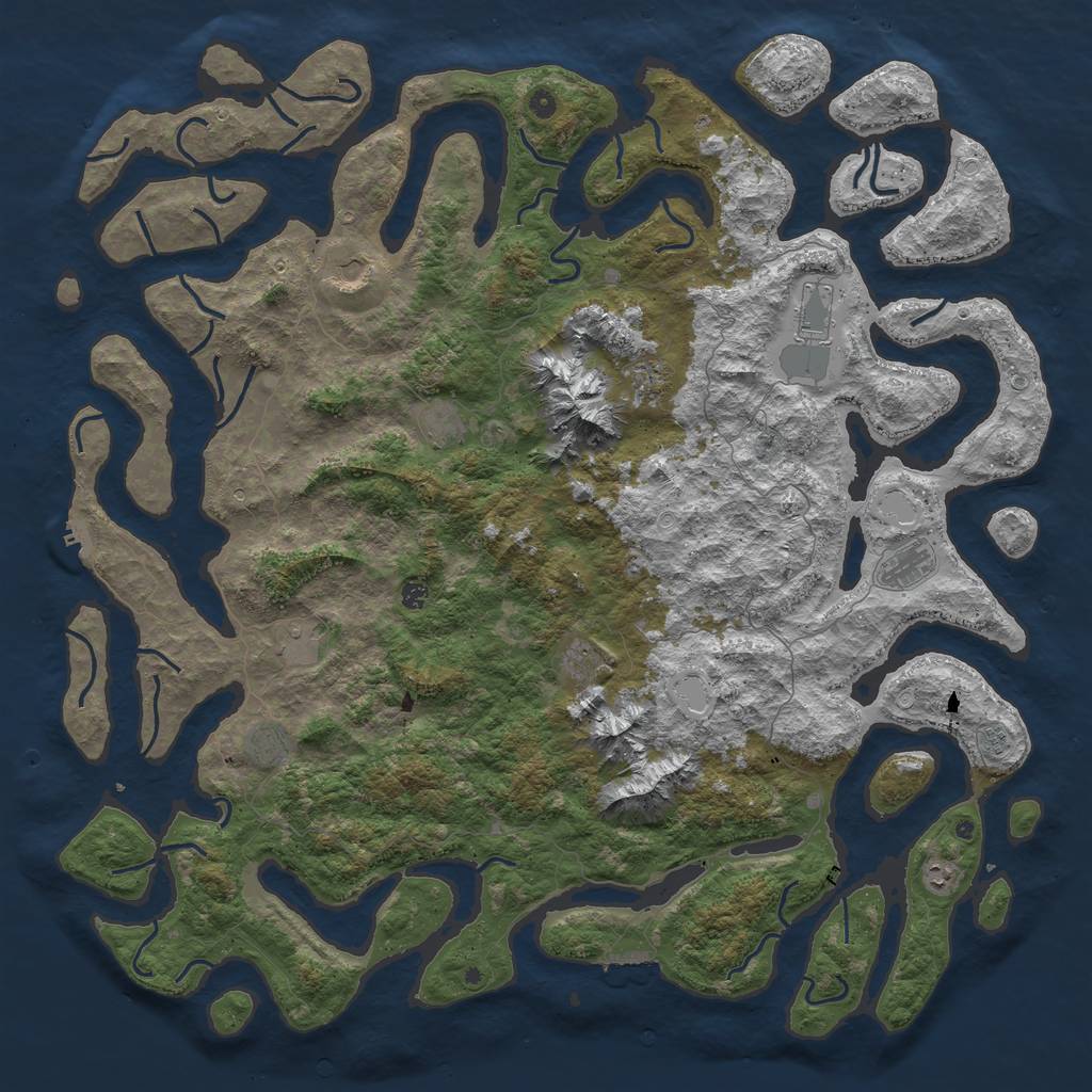 Rust Map: Procedural Map, Size: 6000, Seed: 5966642, 22 Monuments