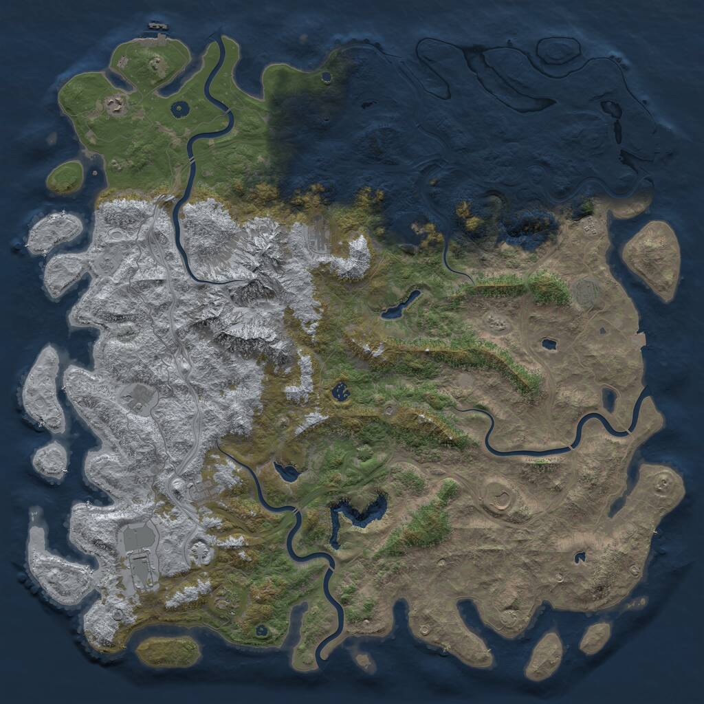 Rust Map: Procedural Map, Size: 6000, Seed: 111990395, 17 Monuments