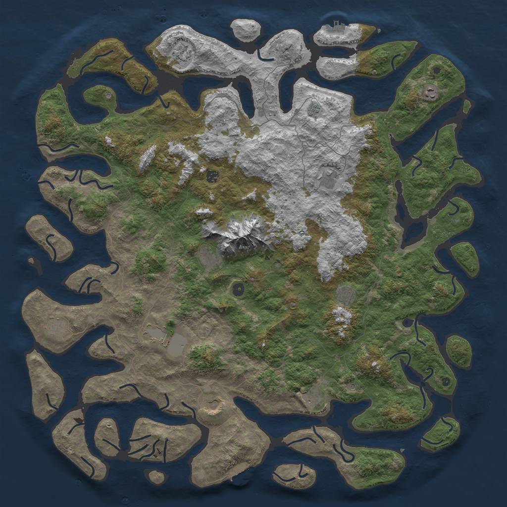 Rust Map: Procedural Map, Size: 6000, Seed: 58642, 22 Monuments
