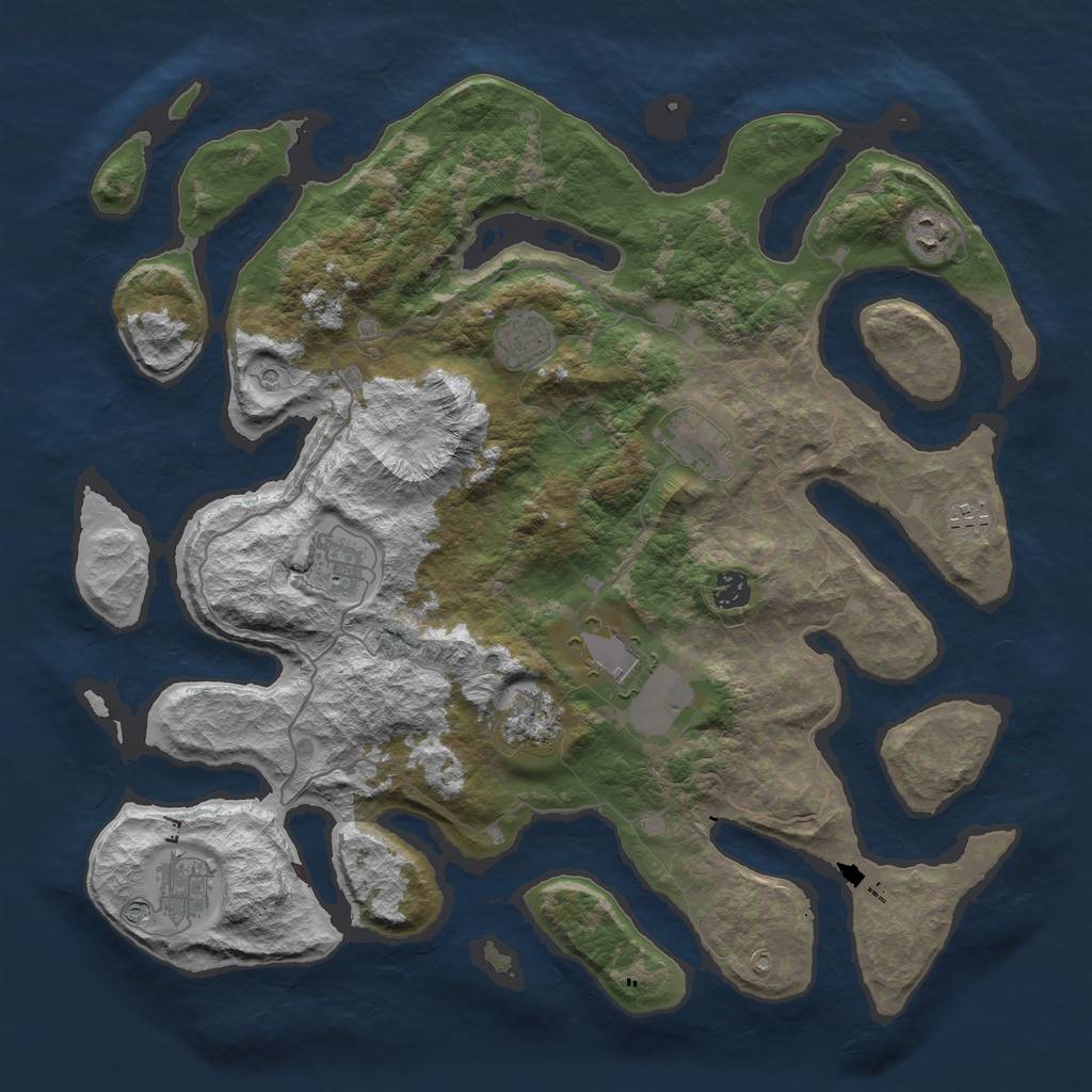 Rust Map: Barren, Size: 4200, Seed: 997160540, 12 Monuments