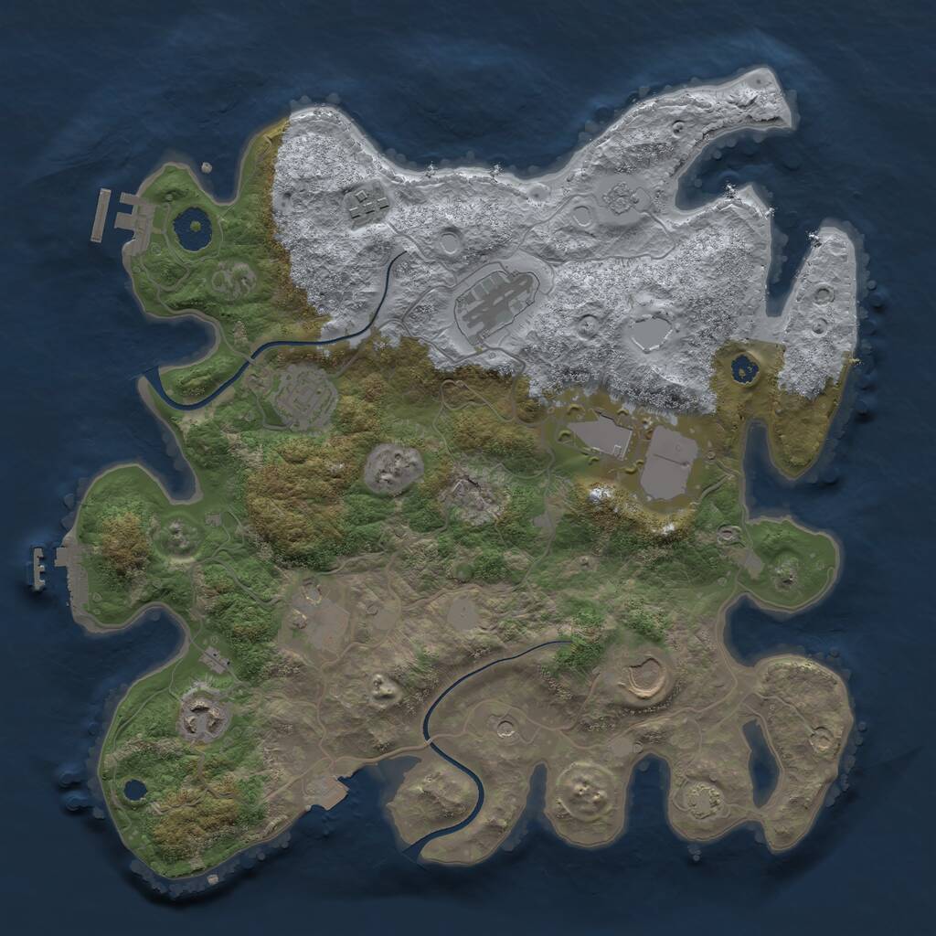 Rust Map: Procedural Map, Size: 3500, Seed: 850901715, 13 Monuments