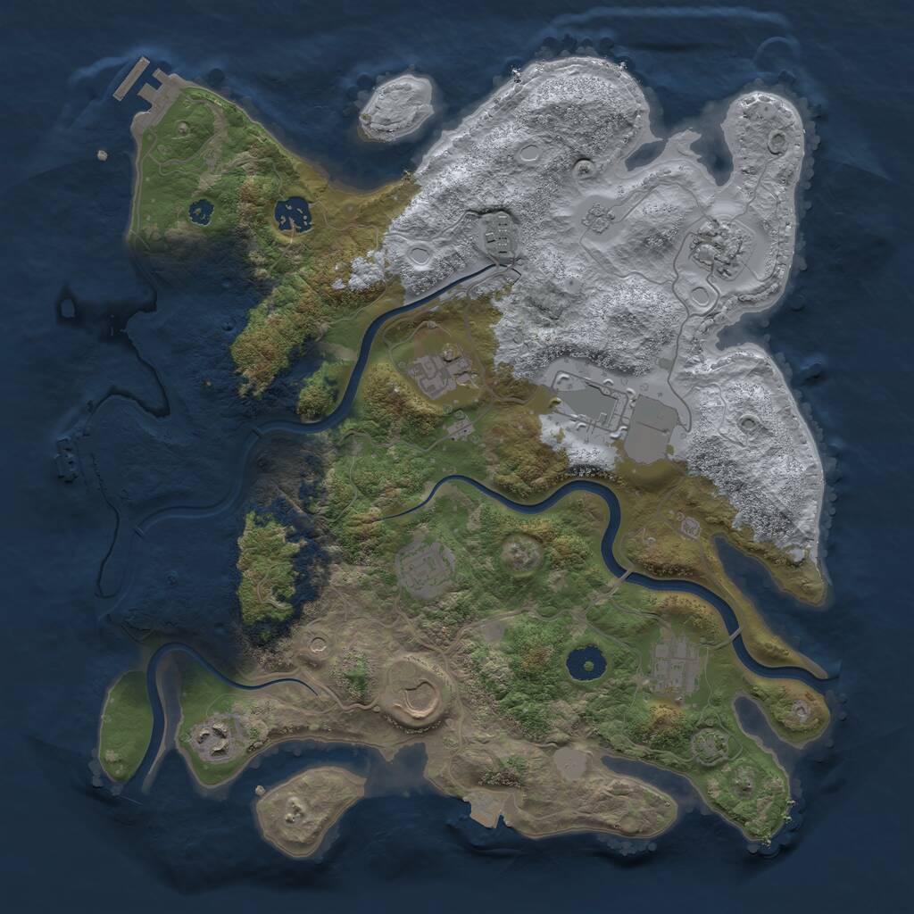 Rust Map: Procedural Map, Size: 3700, Seed: 641154882, 15 Monuments