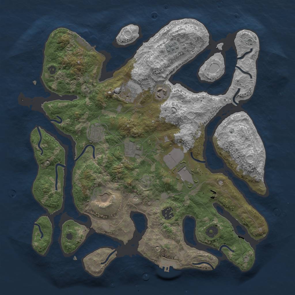 Rust Map: Procedural Map, Size: 3700, Seed: 641154882, 19 Monuments