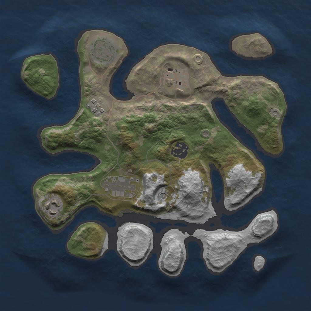 Rust Map: Barren, Size: 2800, Seed: 847235, 9 Monuments