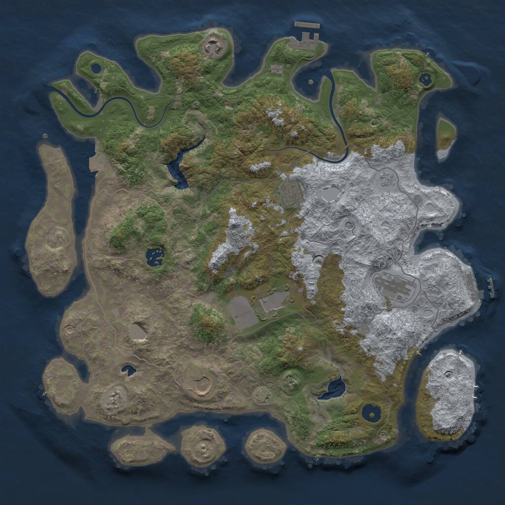 Rust Map: Procedural Map, Size: 4000, Seed: 425299189, 13 Monuments