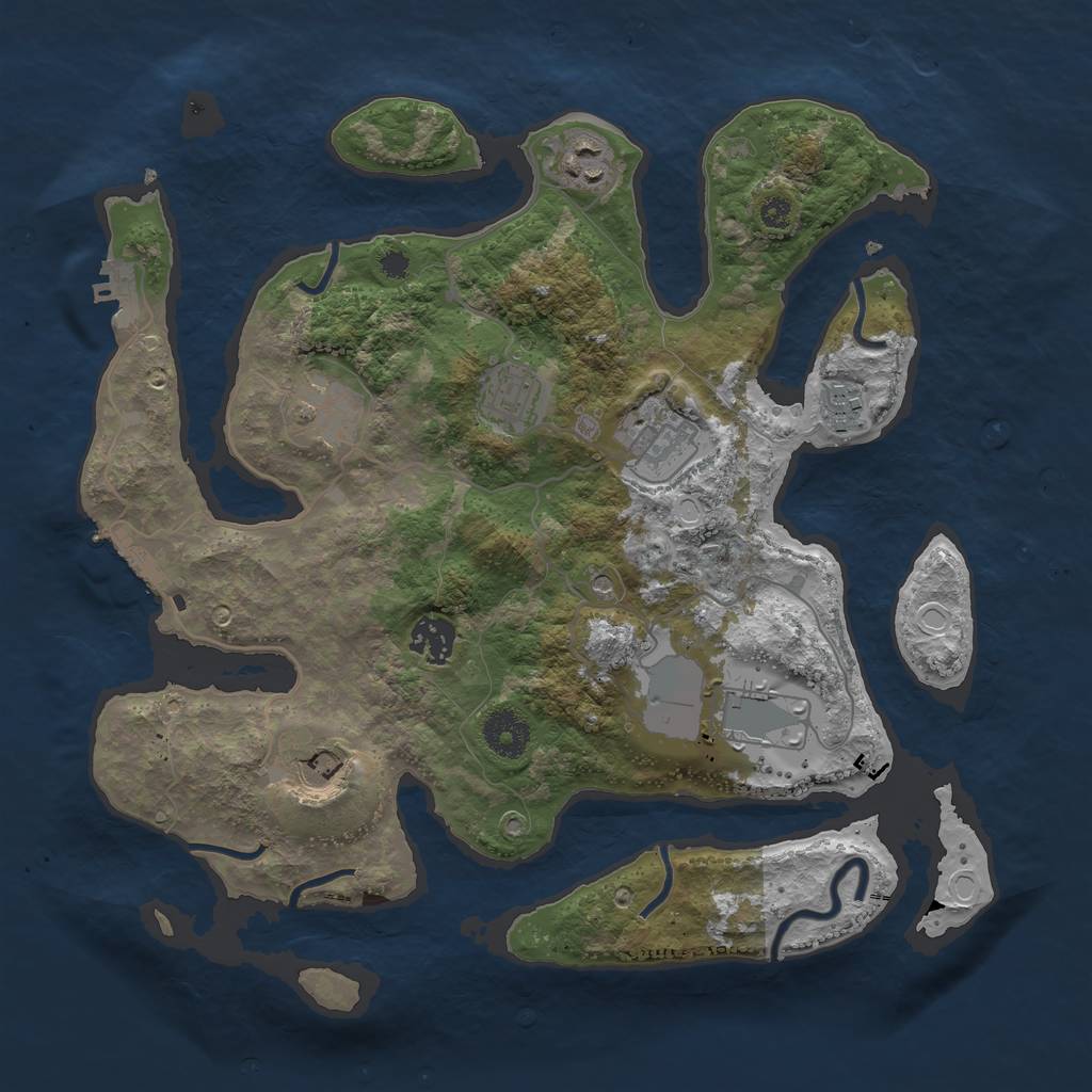 Rust Map: Procedural Map, Size: 3500, Seed: 138947, 19 Monuments