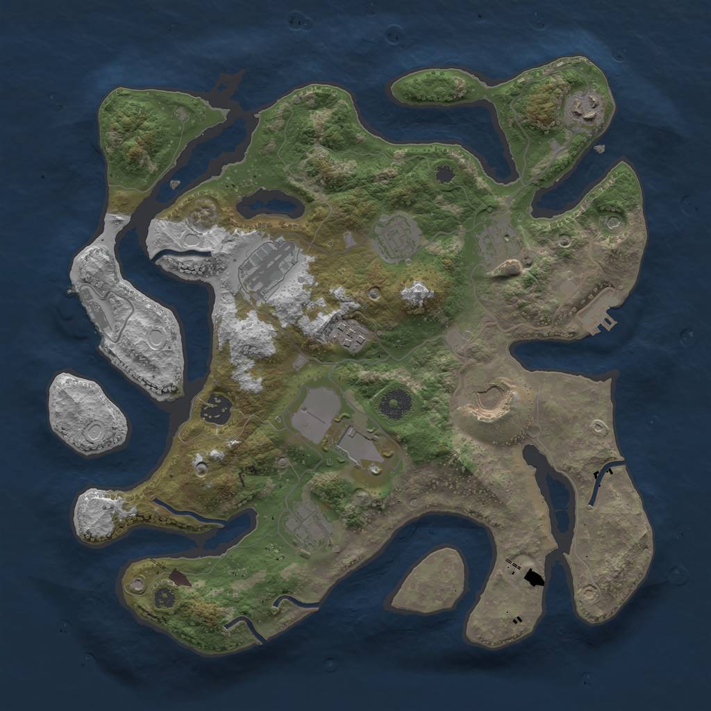 Rust Map: Procedural Map, Size: 3500, Seed: 1047539953, 20 Monuments