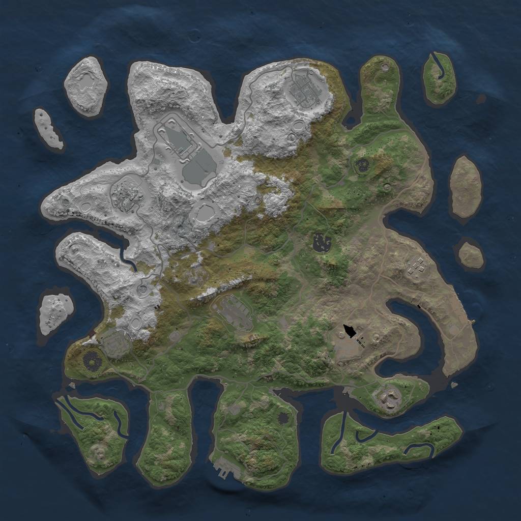 Rust Map: Procedural Map, Size: 4000, Seed: 9834992, 20 Monuments