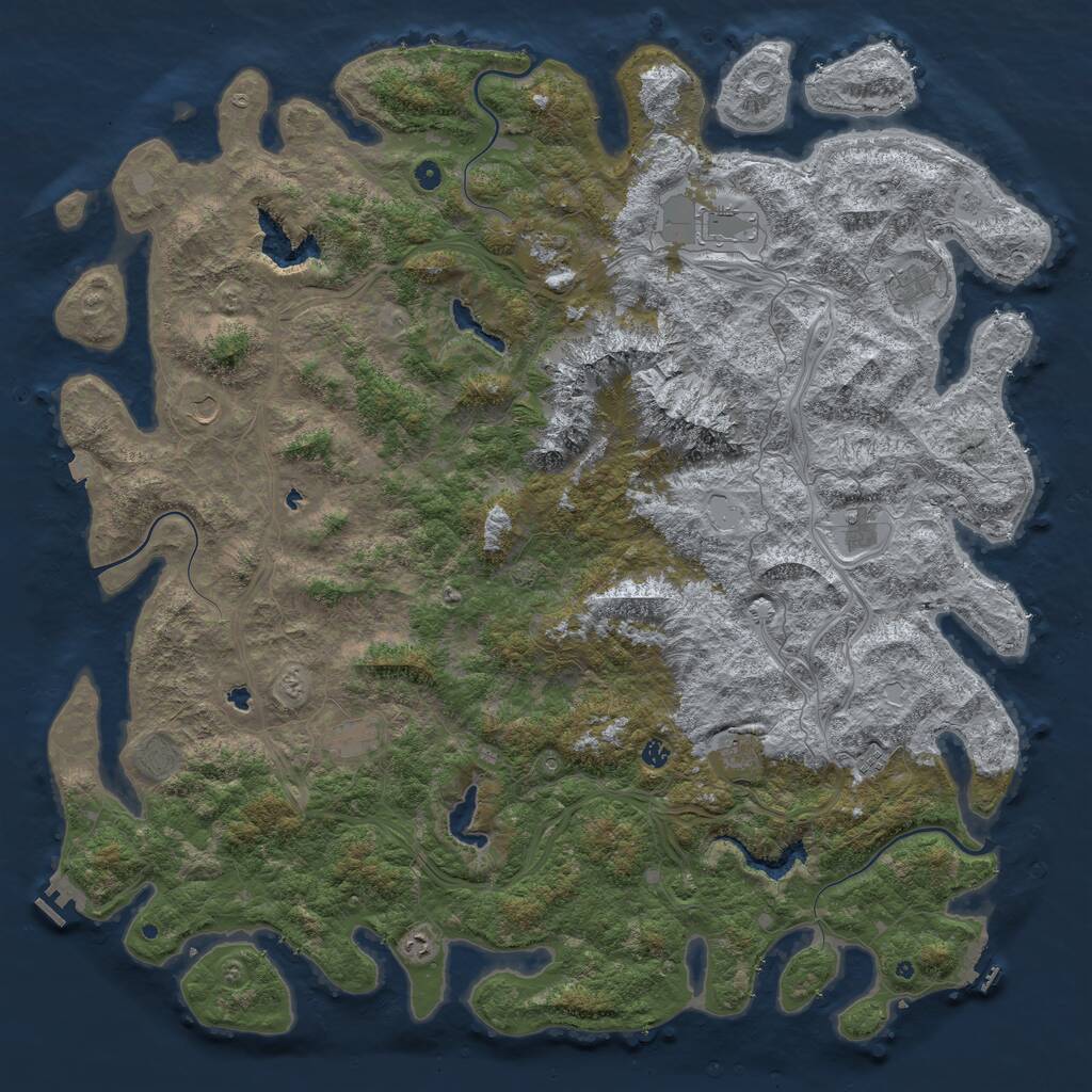 Rust Map: Procedural Map, Size: 6000, Seed: 1852897979, 17 Monuments