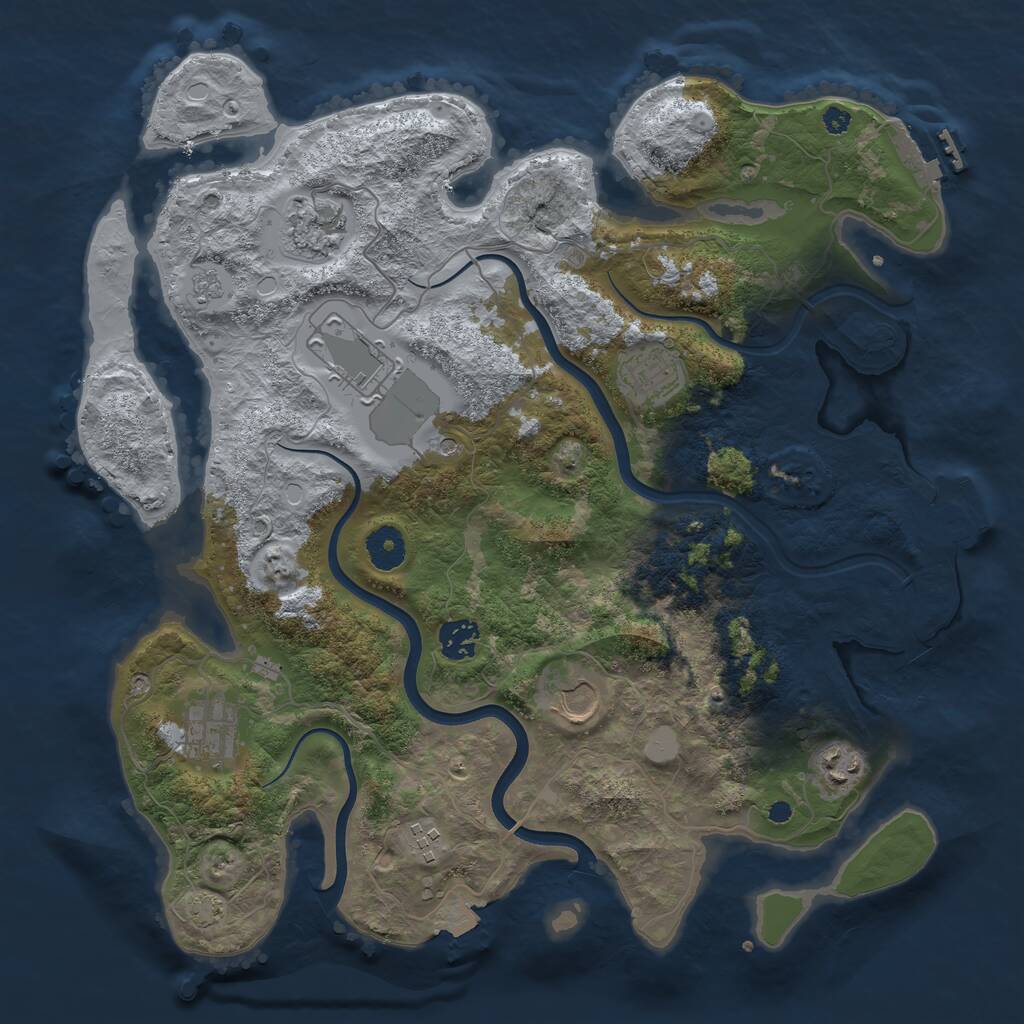 Rust Map: Procedural Map, Size: 3750, Seed: 4125094, 14 Monuments