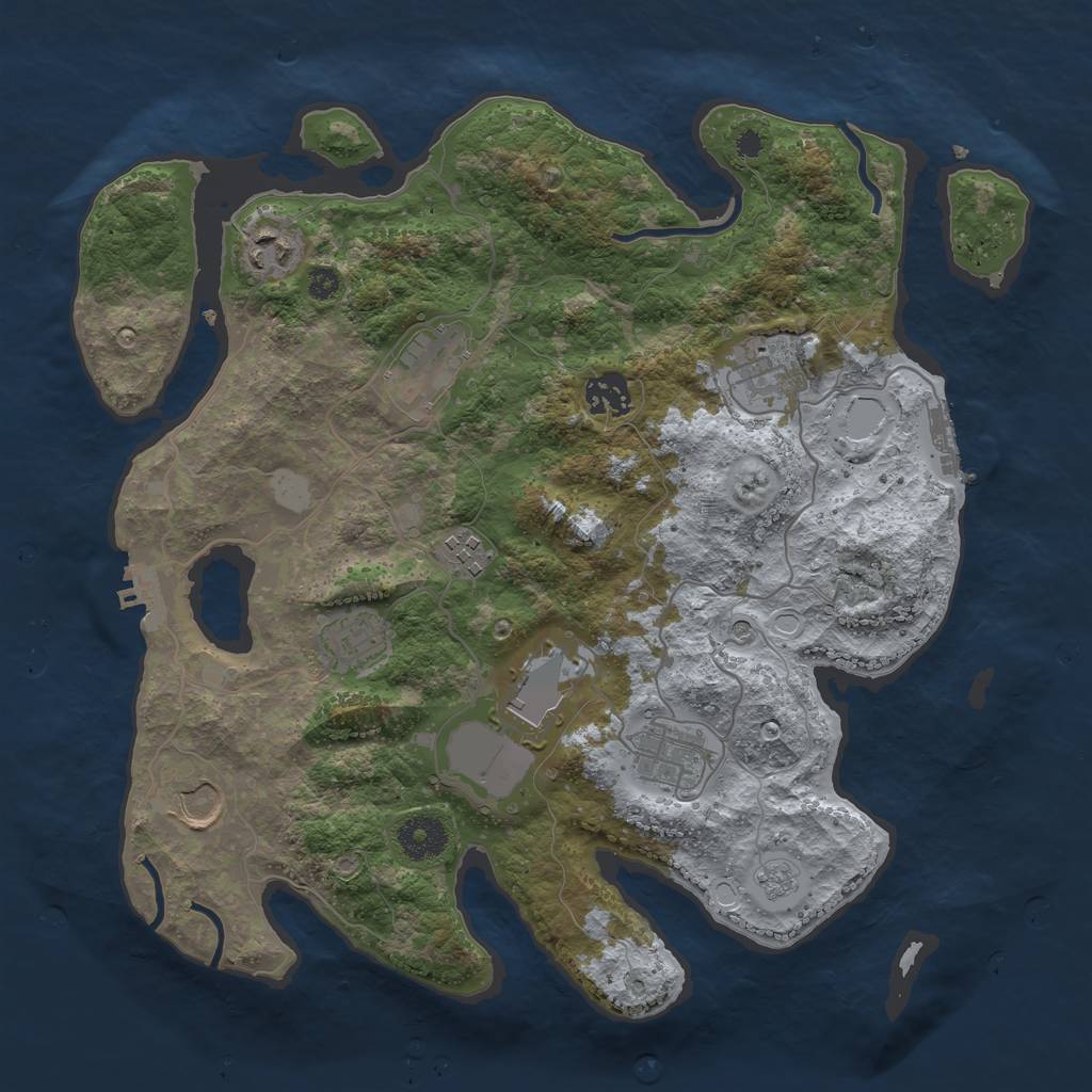 Rust Map: Procedural Map, Size: 3500, Seed: 1247183222, 16 Monuments