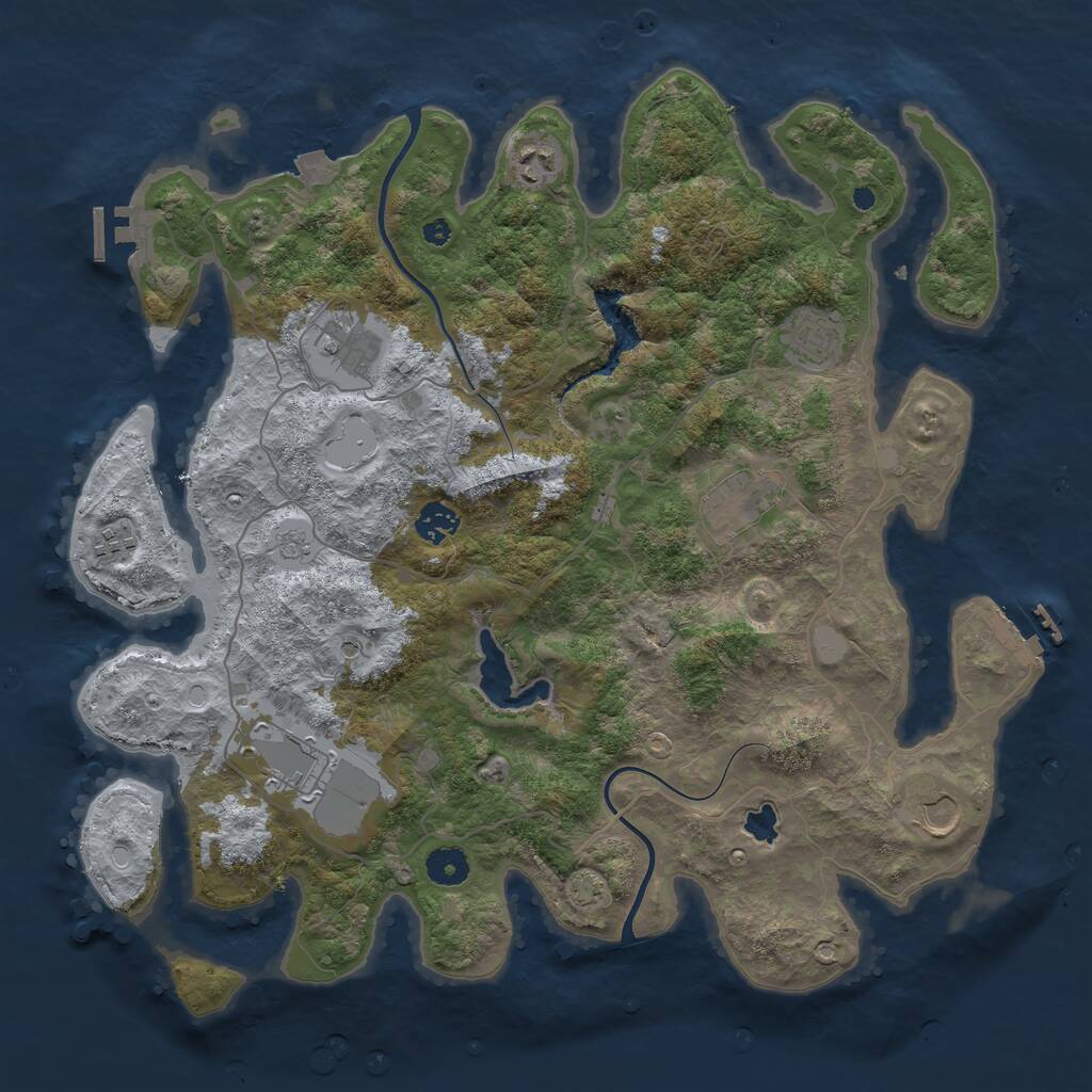 Rust Map: Procedural Map, Size: 4000, Seed: 45578445, 14 Monuments