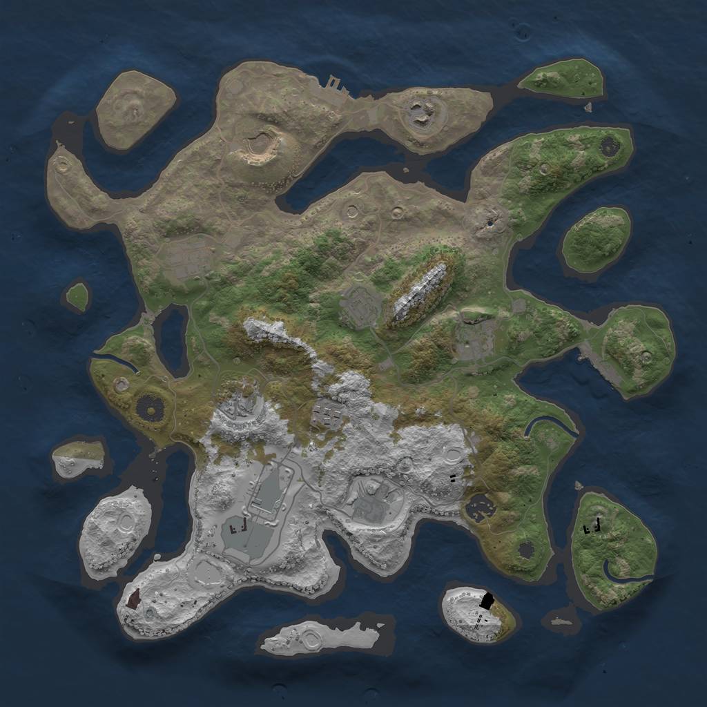 Rust Map: Procedural Map, Size: 3827, Seed: 1421171894, 21 Monuments