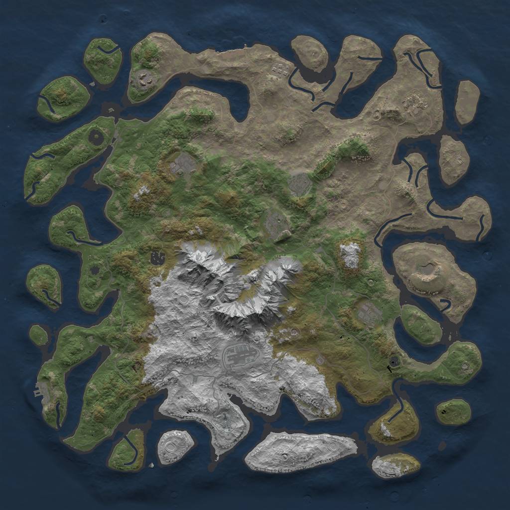 Rust Map: Procedural Map, Size: 5000, Seed: 555555, 21 Monuments