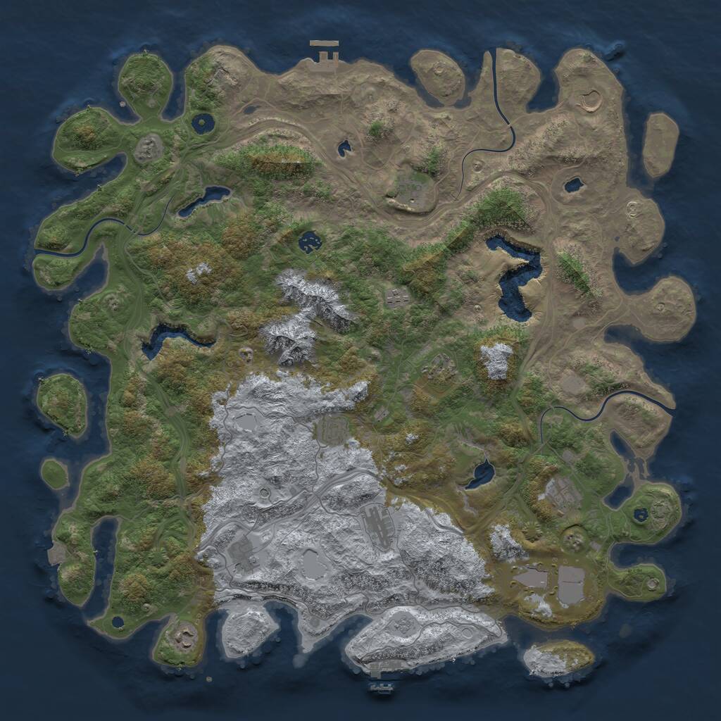 Rust Map: Procedural Map, Size: 5000, Seed: 555555, 17 Monuments