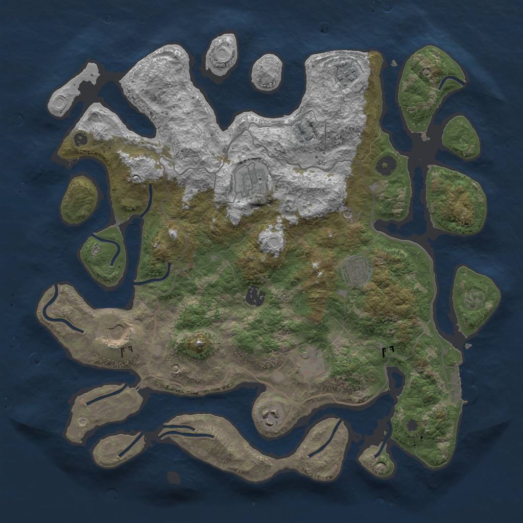 Rust Map: Procedural Map, Size: 4000, Seed: 1110016888, 17 Monuments