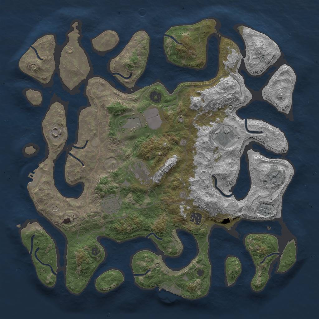 Rust Map: Procedural Map, Size: 4000, Seed: 34346, 18 Monuments